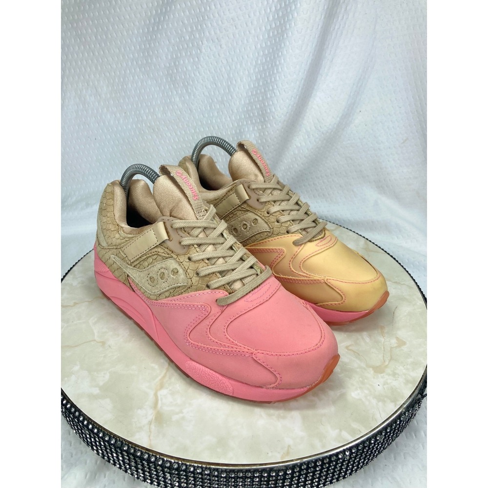 Saucony Grid 9000 Low Top Comfort Sneakers Women 7.5 Pink Yellow Streetwear Shoe